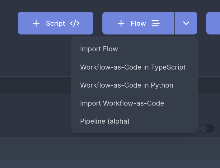 Create a pipeline from the New popover