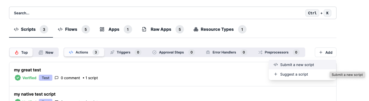 Submit a new script from the Hub
