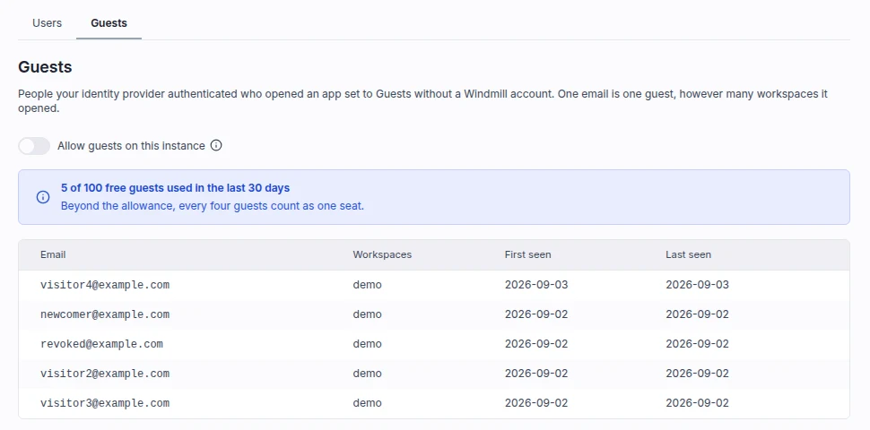 Instance guest settings