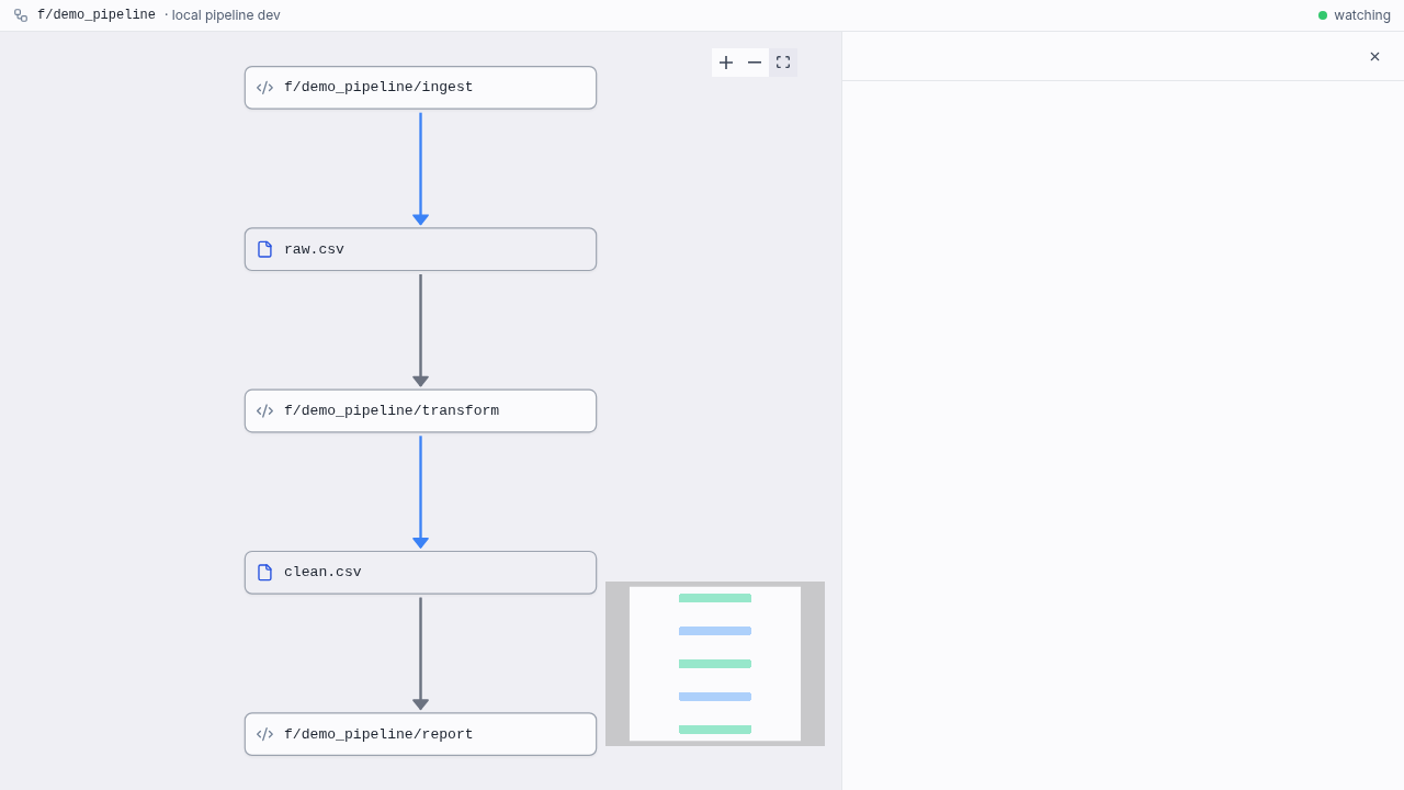 wmill pipeline dev rendering the local pipeline graph live