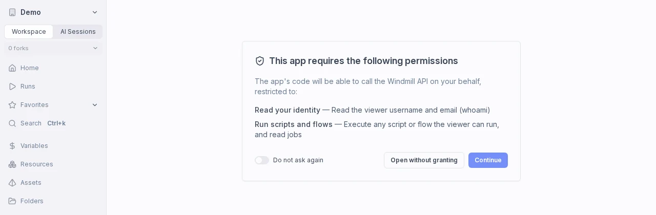 Frontend API access consent screen Frontend API access consent screen