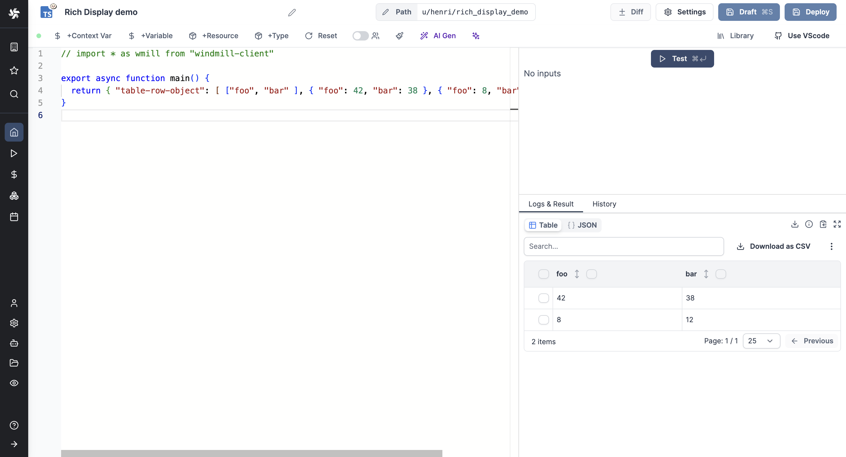 Table Row Object 2 Rich display Table Row Object 2
