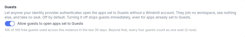 Workspace guest access setting